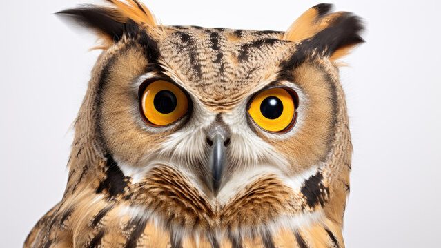 Enchanting Encounter: Owl on a Blank Canvas