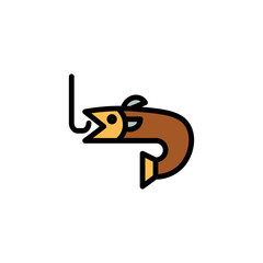 Fishing Fish Hook Filled Outline Icon