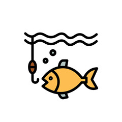 Fishing Fish Hook Filled Outline Icon