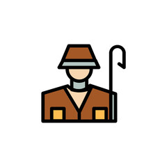 Fishing Rod Line Filled Outline Icon