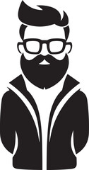 Eclectic Elegance Black Logo Icon of Cartoon Hipster Man Face Stylish Silhouette Hipster Man Face Cartoon in Black Vector