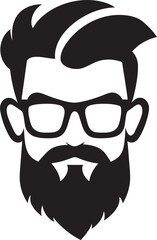 Creative Quirk Hipster Man Face Cartoon in Black Vector Vintage Sophistication Cartoon Hipster Man Face Vector Black Icon