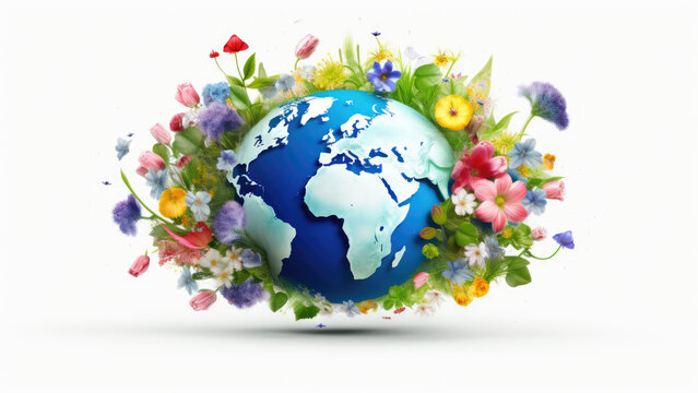 White Canvas Harmony: Earth and Dutch Blossoms