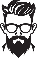 Vintage Vibes Black Logo Icon of Cartoon Hipster Man Face Artistic Beards Hipster Man Face Cartoon in Black Vector