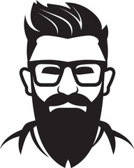 Vintage Artistry Cartoon Hipster Man Face Vector Black Icon Timeless Trendsetter Black Logo Icon of Cartoon Hipster Man Face