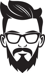 Timeless Trendsetter Black Logo Icon of Cartoon Hipster Man Face Eclectic Chic Hipster Man Face Cartoon in Black Vector