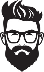 Retro Silhouette Cartoon Hipster Man Face Black Icon Urban Minimalist Black Logo Icon of Cartoon Hipster Man Face