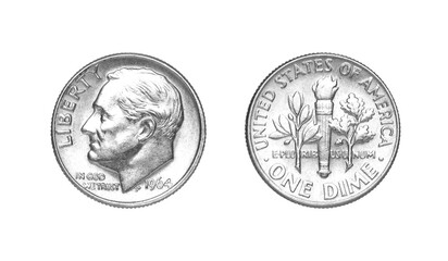 One dime silver coin