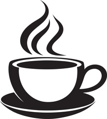 Savoring Serenity Vector Coffee Cup in Black Logo Artful Aroma Infusion Black Coffee Cup Logo Icon