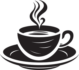 Caffeine Aura Charm Vector Black Logo Coffee Cup Savoring Moments Elegance Black Icon Coffee Cup