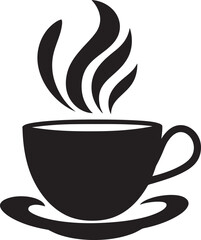 Morning Brew Essence Vector Black Icon Coffee Cup Elegant Espresso Aura Black Coffee Cup Vector Logo