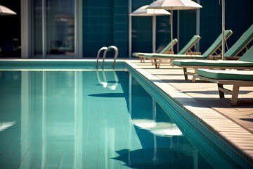 Pool devoid of visitors in a luxury resort