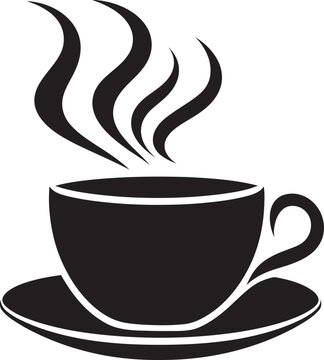 Steamy Elegance Vector Black Logo of Coffee Cup Sip and Enjoy Essence Black Icon Vector Coffee Cup