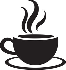Savoring Simplicity Elegance Black Icon Vector Coffee Cup Steamy Elegance Aura Vector Black Coffee Cup Logo