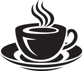 Brewing Sophistication Coffee Cup Vector in Black Logo Artistic Aroma Black Logo Icon of Vector Coffee Cup