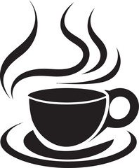 Steamy Elegance Aura Black Vector Coffee Cup Icon Morning Brew Essence Vector Coffee Cup in Black