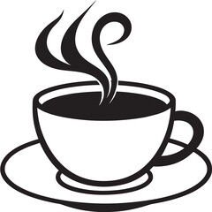 Sip of Bliss Black Icon Design of Coffee Cup Brewing Tranquility Coffee Cup in Black Logo