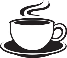 Brewing Delight Coffee Cup Vector in Black Icon Aroma Infusion Black Logo Design of Coffee Cup Vector