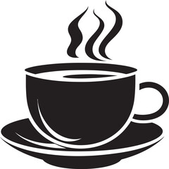 Caffeine Pleasure Vector Black Logo Icon of Coffee Cup Sip of Bliss Black Icon Design of Coffee Cup