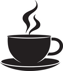 Brewing Excellence Coffee Cup Vector in Black Logo Artistic Aroma Black Logo Icon of Vector Coffee Cup