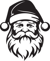 Chill Claus Vector Black Logo Icon of Cool Santa Frosty St. Nick Black Icon Design of Cool Santa