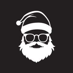 Chill Claus Vector Black Logo Icon of Cool Santa Frosty St. Nick Black Icon Design of Cool Santa