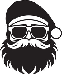 Iced Out Santa Black Logo of Cool Vector Santa Chill Kris Kringle Cool Santa Black Icon