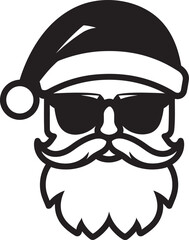 Slick St. Nick Vector Black Logo Cool Santa Icy Santa Style Black Icon of Cool Vector