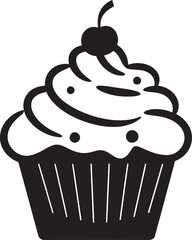 Flavorful Delight Black Cupcake Icon Design Indulgent Charm Vector Cupcake Black Logo