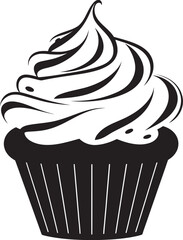 Sweet Treat Mastery Black Cupcake Icon Flavorful Delight Vector Cupcake Black Logo
