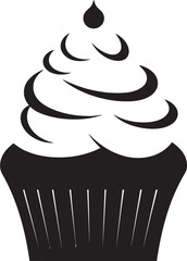 Whipped Perfection Vector Cupcake in Black Delectable Joy Black Icon Vector Cupcake