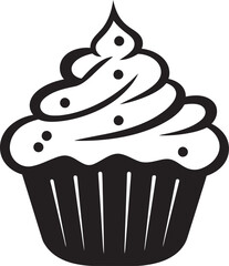 Decadent Delight Black Cupcake Icon Design Frosted Elegance Vector Black Cupcake Logo