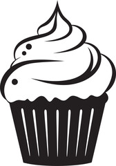 Delectable Joy Black Iconic Cupcake Vector Bakery Bliss Vector Cupcake Black Icon