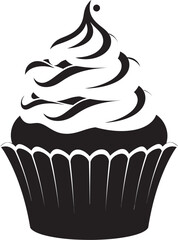 Bakery Bliss Black Icon Vector Cupcake Gourmet Temptation Vector Black Iconic Cupcake
