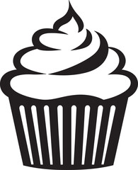 Gourmet Temptation Vector Black Iconic Cupcake Sugary Sweetness Cupcake Black Icon Vector