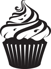Divine Indulgence Cupcake Vector in Black Sweet Mastery Black Logo Cupcake Vector