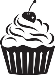 Sugar Rush Elegance Black Cupcake Icon Vector Whipped Bliss Charm Vector Cupcake Black