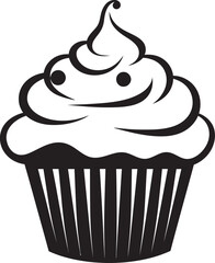 Decadent Delight Cupcake Icon in Black Vector Sugar Rush Elegance Black Logo Vector Cupcake