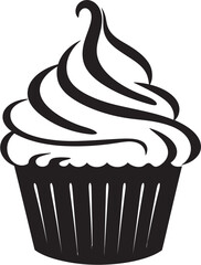Frosted Temptation Vector Black Cupcake Sugary Joy Black Logo Cupcake Icon