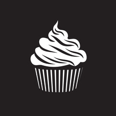 Decadent Delight Vector Cupcake Black Icon Sugar Rush Elegance Black Cupcake Icon