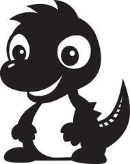 Endearing Dino Chic Vector Black Cartoon Friendly Dino Face Cute Black Logo Icon