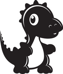Cheerful Dino Style Black Vector Icon Joyful Dino Charm Cute Black Logo
