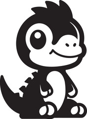 Enchanting Dino Chic Black Logo Icon Lovely Dino Whimsy Cute Black Vector