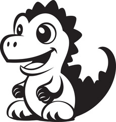 Smiling Dino Charm Vector Black Design Playful Dino Chic Cute Black Logo Icon