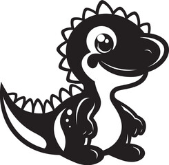 Dino Hug Delight Black Vector Icon Adorable Dino Joy Cute Black Logo Icon