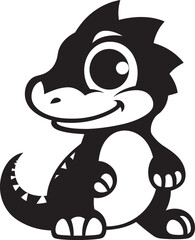 Charming Dino Chic Cute Black Logo Dino Hug Delight Black Vector Icon