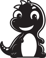 Cheerful Dino Charm Cute Black Logo Joyful Dino Hug Black Logo Icon