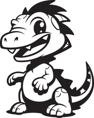 Lovely Dino Whimsy Vector Black Design Playful Dino Charm Cute Black Icon