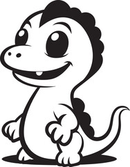 Lovely Dino Whimsy Cute Black Vector Cartoon Dino Cutie Black Logo Icon
