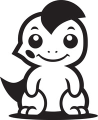 Sweet Dino Grin Black Logo Vector Adorable Dino Joy Cute Black Icon